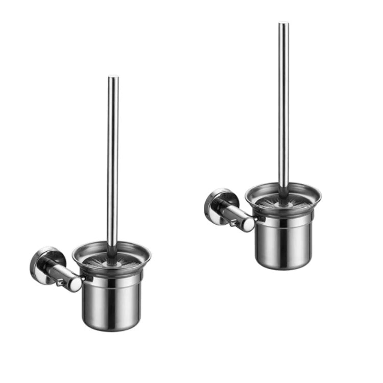 Modern Stainless Steel Wall Mounted Toilet Brush and Holder Set Bathroom Accessories for Urban Style Bathrooms