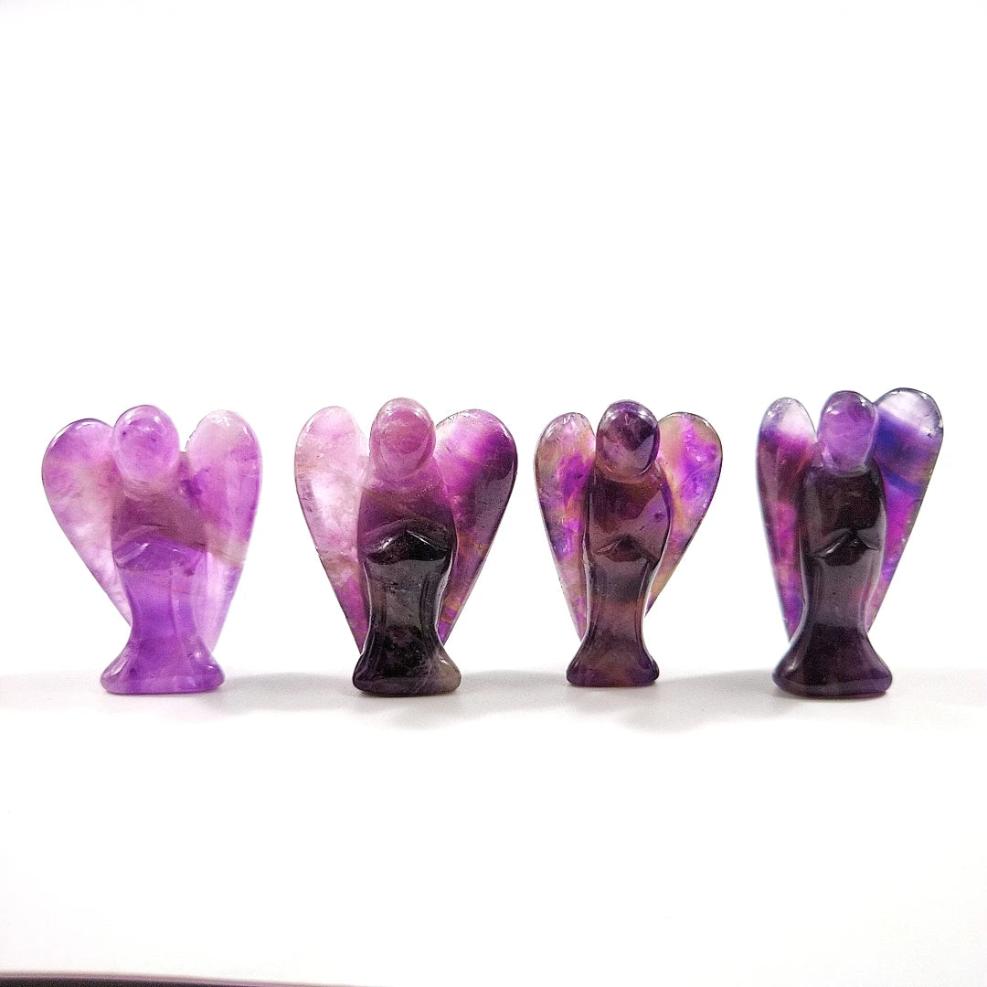 Huiying Fine Carving Home Stone Sculpture 1.5 Inch Amethyst Angel Statue Crafts