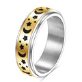 Nabest Minimalist Wedding Stainless Steel Women's Jewelry Moon Star Rotating Ring Waterproof PVD Plating Inlaid Couples' Joint