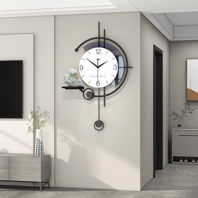 Modern Simple Wall Clock Living Room Creative Clock High-grade Wall Hanging Ornaments Home Decoration Shelf Wall Clock