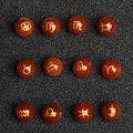 8mm 10mm Natural Stone Red Carnelian Black Agate Gilding Carving 12 Constellations Crystal Loose Beads for DIY Jewelry Makin