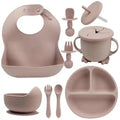 2024 Product Baby Product Silicone Table Mat Plate Bowl Spoon Fork Sippy Cup Tableware Silicone Baby Feeding Sets Baby Set