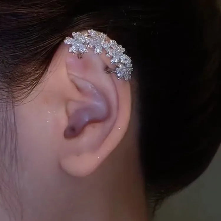 Vintage No Hole Angel Wing Ear Clip Shiny Ear Clip Earrings Engagement Party Flower Ear Cuff Earrings Women