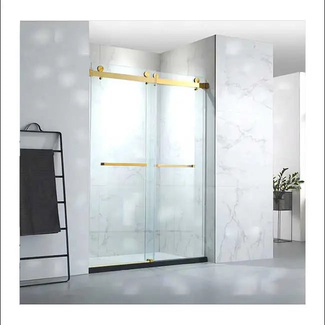 Frameless Stainless Steel Tempered Glass Sliding Shower Doors for Hotel Use Modern Design Customized Size Rectangle Straight