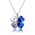 FanYue 2022 Women's Multicolor Four Leaf Clover and Heart Charm Necklace Cute Fashion Rhinestone Crystal Necklace