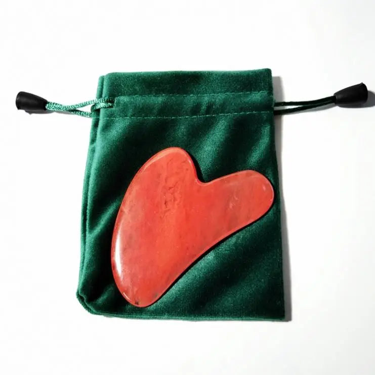 Diy Heart Shaped Gua Sha Guasha Board red jasper Pink Jade Stone Scraping Massage Tool amethyst gua sha board leg massager