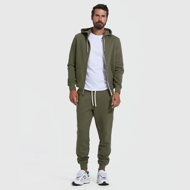Custom Men's Heavyweight Full Zip-up Fleece Jacket for Winter Warm Casual Sweatshirt Hood Tracksuit Sweatsuit Plain Dye