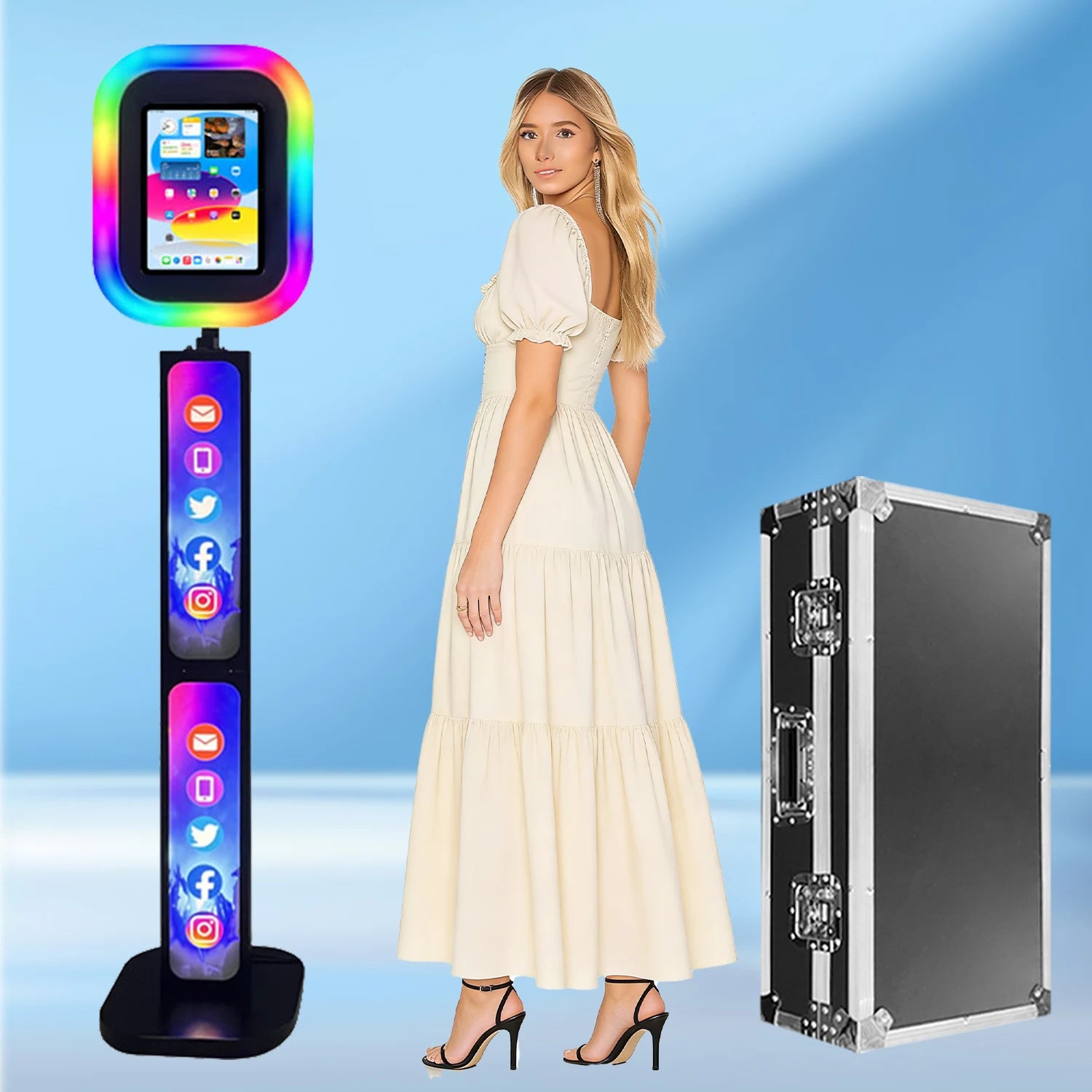 New Design iPad Photobooth Roamer Kiosk 10.2 11 Pro 12.9 LCD Screen Handheld Shell for Selfie iPad Photo Booth Stand