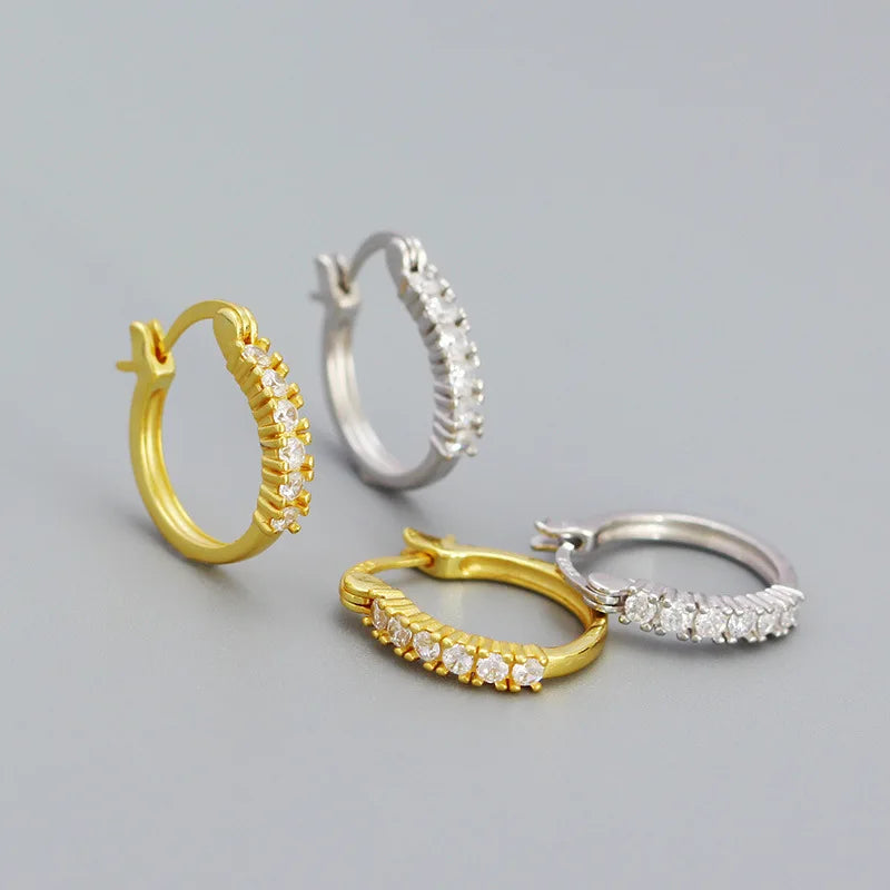 Ins Fashion 925 Sterling Silver Geometry CZ Diamond 18K Gold Plated Sterling Silver Hoop Earrings for Women