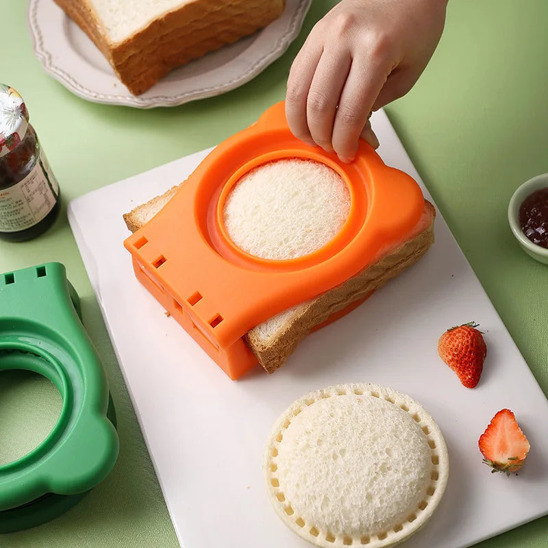 OMAKE DIY Round Sandwich Cutout Pocket Bread Mold Handmade Eco-Friendly PP & Stainless Steel Creative Cake Tools Crafting