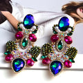 Kaimei New Style Statement Long Crystal Metal Dangle Drop Earrings High-Quality Fashion Glass Jewelry Accessories for Women