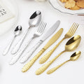 Creative Honeycomb Hammer Pattern Handle Silverware Cutlery Set Stainless Steel Knife Fork Spoon Gold Cutlery Set for Wedding