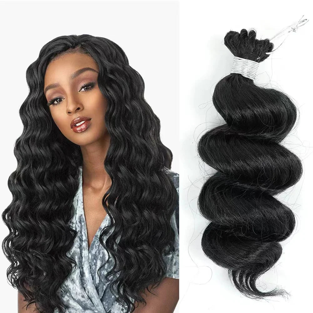 Deep Curly Crochet Braids Synthetic Hair Extensions Single Weft Loose Ocean Wave for African Women