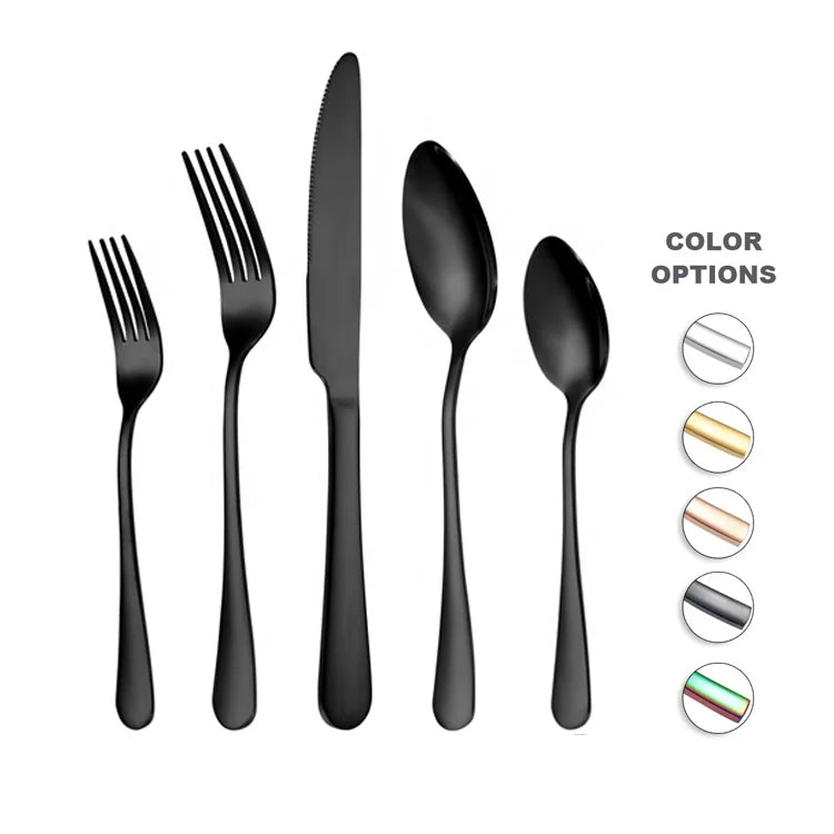 High Quality Flatware Silverware Tableware Knife Fork and Spoon Stainless Steel 18/0 Black Cutlery Set