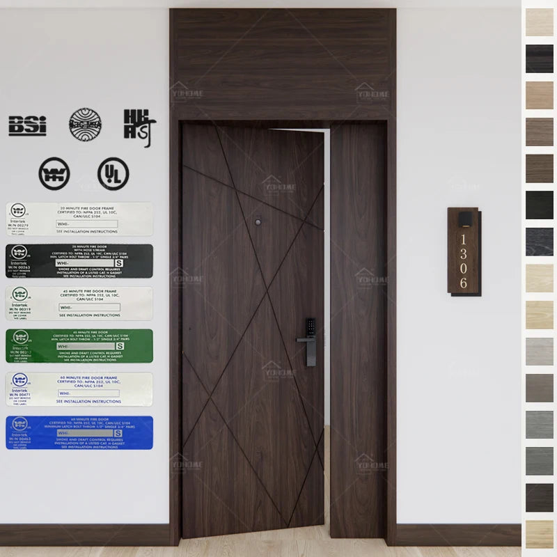 American Approved Interior Door Wood Fire Rated Doors Interior Fire Rated Wooden Door Model for Hotel