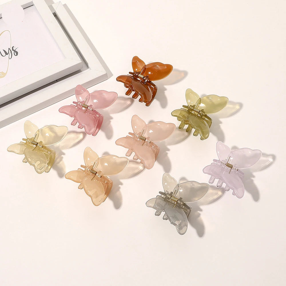 Korean Style Sweet Fashion Butterfly Design Resin Hair Claw Clips for Women Custom Hair Accessories