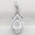 Sterling Silver 6*8mm Semi Mount Pendant Empty Frame Blank Support Setting S925 Base Holder Without Center Stone for DIY Inlay