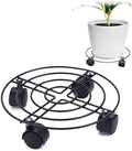 Contemporary 3-Wheel Plant Caddy Iron Flower Pot Tray Powder Coated Garden Movers Equipment Trolley Cart for Home Use