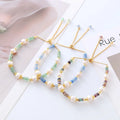Charm Natural Freshwater Pearl Bracelet Adjustable Gold Plated Chain Crystal Stone Beaded Bracelet for Women