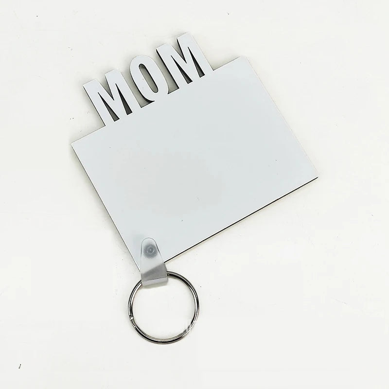 RubySub Wood MDF Sublimation Keychain Mon/Dad Cheap Double Sided Heat Thermal Transfer Printing MDF Keychain