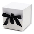 12*12*12cm Cube Style Plain White Magnetic Closure Candle Packaging Box with Ribbon