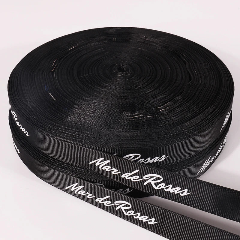 Custom logo Single Faced logo Silk Screen Printed Ribbon Roll with logo Embossed