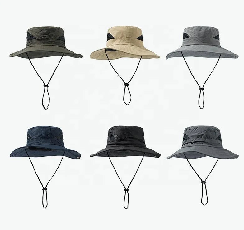 WD-A1033 Safari Fisherman Hat Fishing Hat With Adjustable String Climbing Sun Hats