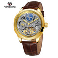 For Luxury Men's Automatic Skeleton Watch Moon Phase Leather New Dual Time Zone Mechanical Watch-Hot Sale China Factory