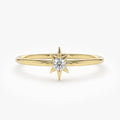 Dainty Minimalist 14k Gold Plated 925 Sterling Silver Cz Moissanite North Star Ring for Women