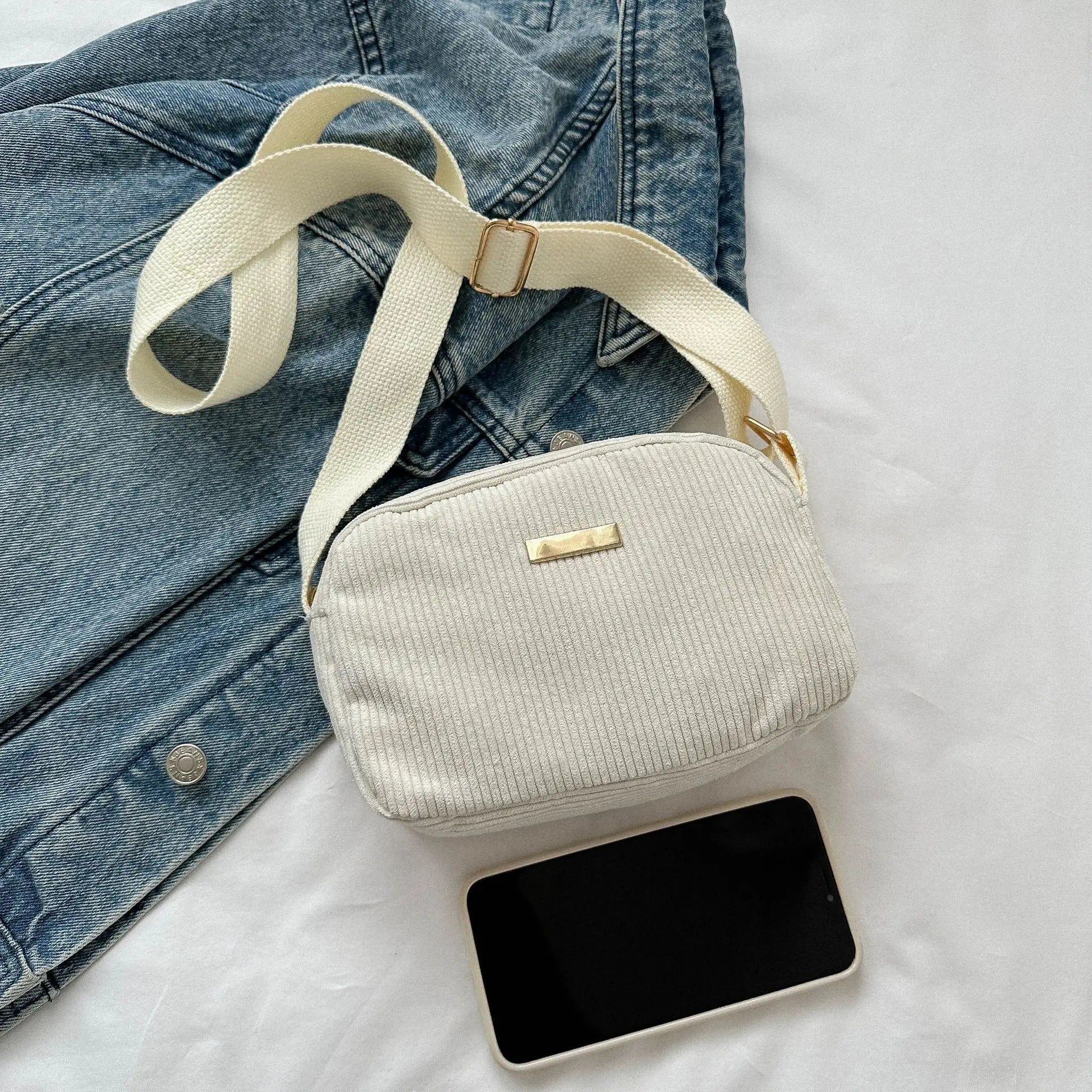2024 Wholesale Corduroy Material Designer Crossbody Fashion Custom Logo Shoulder Bag