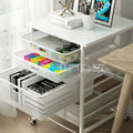 Folding Storage Rack 4 Layers Drawer-type Trolley Metal Square Shelf With Wheel Storage Rack for Kitchen Bedroom