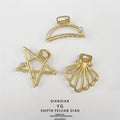 Korean Geometric Gold Metal Square Hair Claw Clamp Hair Clip Star Shell Claw Clip Thick Hair With Pearl