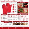 Customized Logo Reusable Heat Resistant Silicone Oven Mitts Wholesale Kitchen Supplier