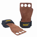 Cow Leather 3-Hole Gymnastics Palm Protector Pad Adjustable Wrist Support Wraps for Weight Lifting and Power Bags