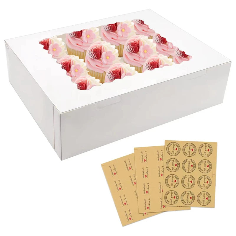 In Stock 12 Hole Cupcake Boxes Food Grade White Cupcake Boxes With Custom Logo