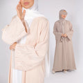 Muslim Women Cardigan Kimono Embroidered Open Front Abaya Dubai Wholesale Polyester Breathable Lightweight Long Sleeve