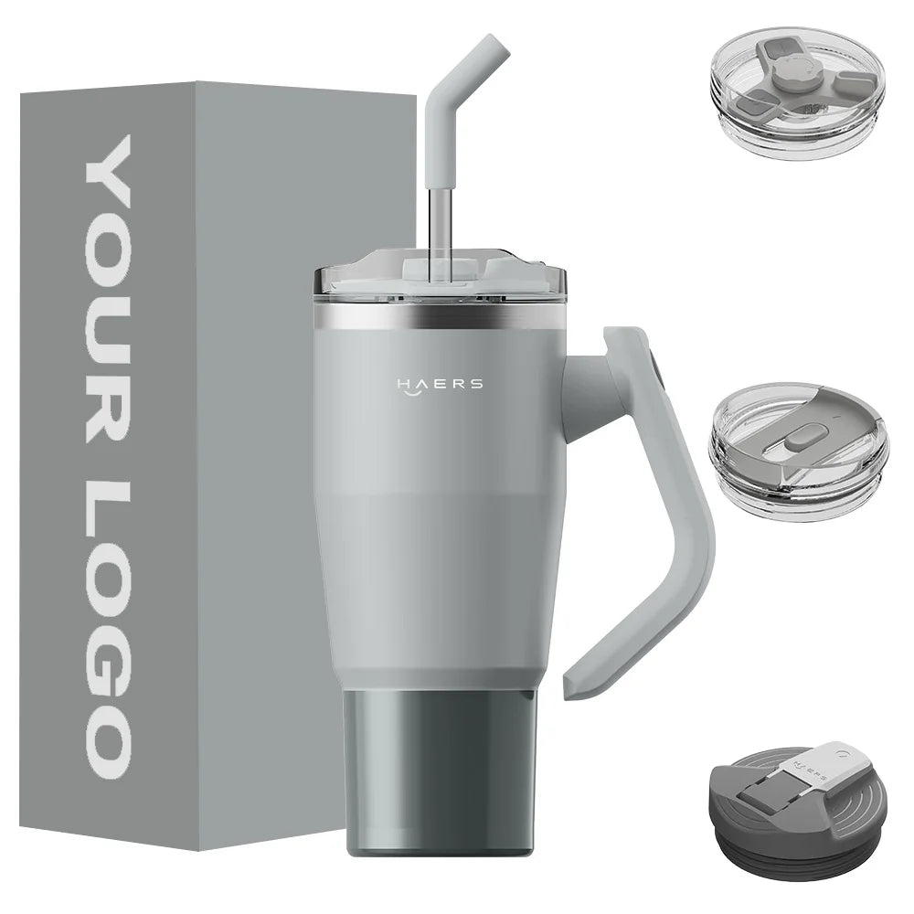 2026 New Rotatable Handle Vacuum Insulated Cups Stainless Steel Travel Water Bottle Heavy Mug 32oz 40oz Tumblers With Lids Straw