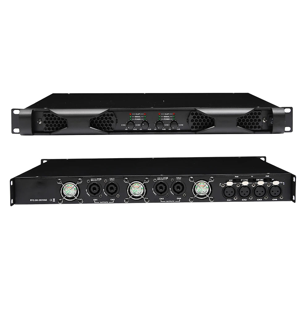 Paulkison K4-800 Professional 4-Channel Audio Power Amplifier 800W Black Class D Metal Shell 3-Year Warranty Customizable Radio