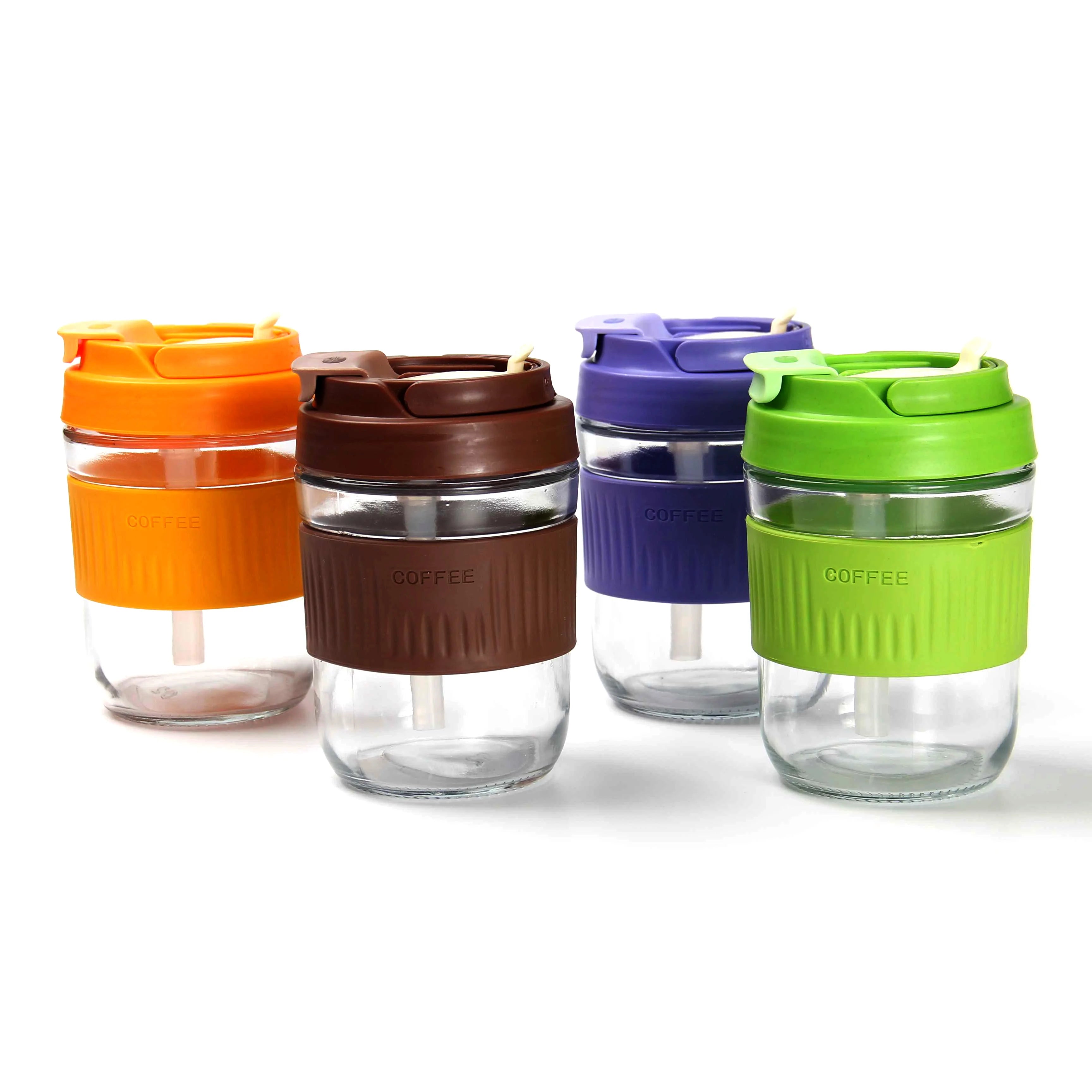 Best Seller Outdoor Travel Coffee Cup Portable Milk Cups With Lid and Straw Cup Glass Water Bottle