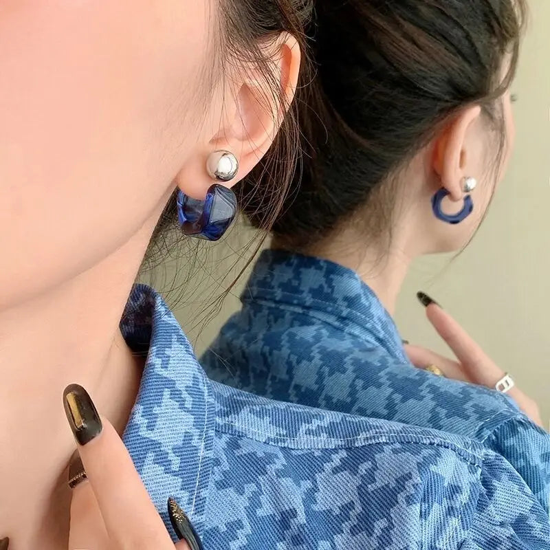 New Irregular Versatile Geometric Transparent Acrylic C Shape Stud Earrings Fashion Jewelry Earrings