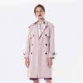 Bosha 2023 Women's Long Pink Trench Coat Double Breasted Closure with Buttons for Autumn