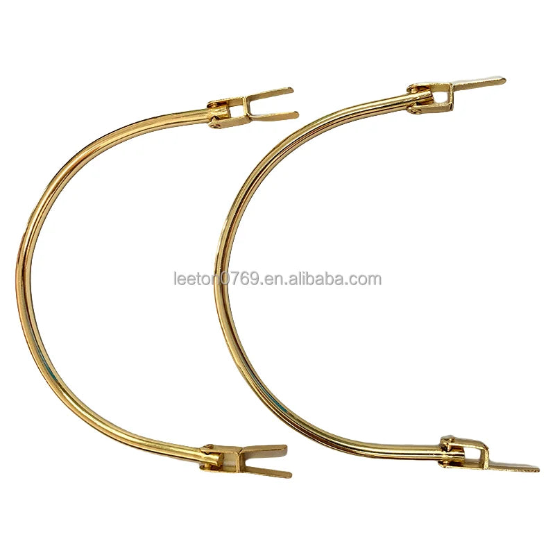 Stock Supply Bag Accessories 110mm Iron Material Semi-Circle Shaped Shiny Gold Metal Bag Handle