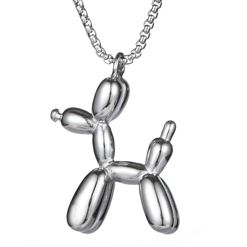 Hiphop Jewelry Stainless Steel Balloon Dog Pendant Necklace