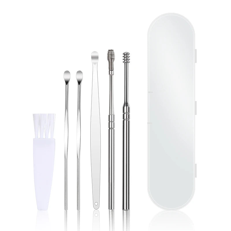 Professional Ear Spoon Set Cleaning Stainless Steel 6Pcs Ear Pick Remover Tool Set for Ear