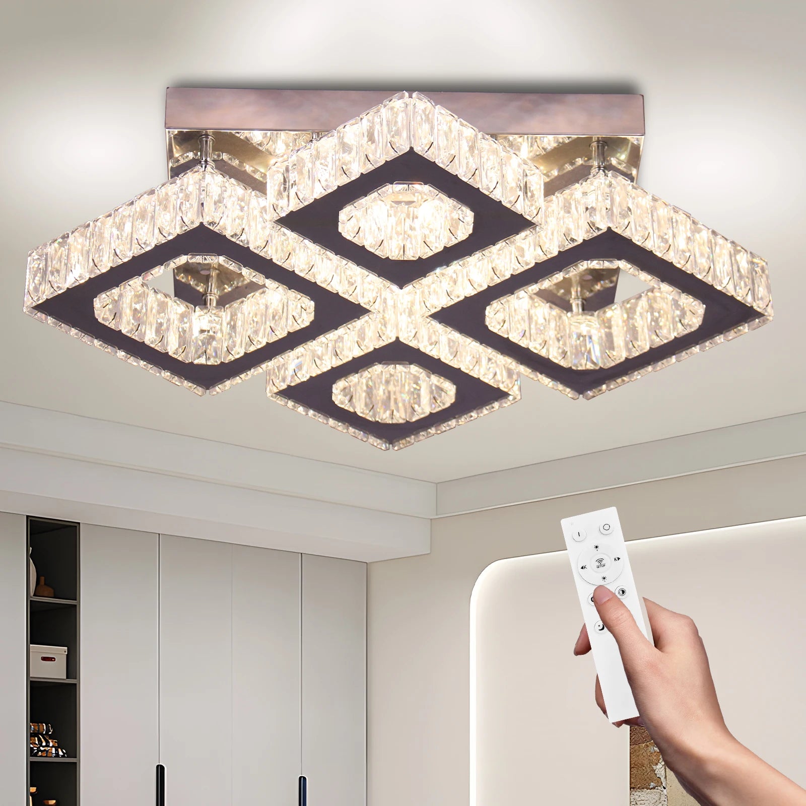 Modern Dimmable LED Ceiling Light with Remote Controller for Living Room Chandeliers & Pendant Lights for House Use