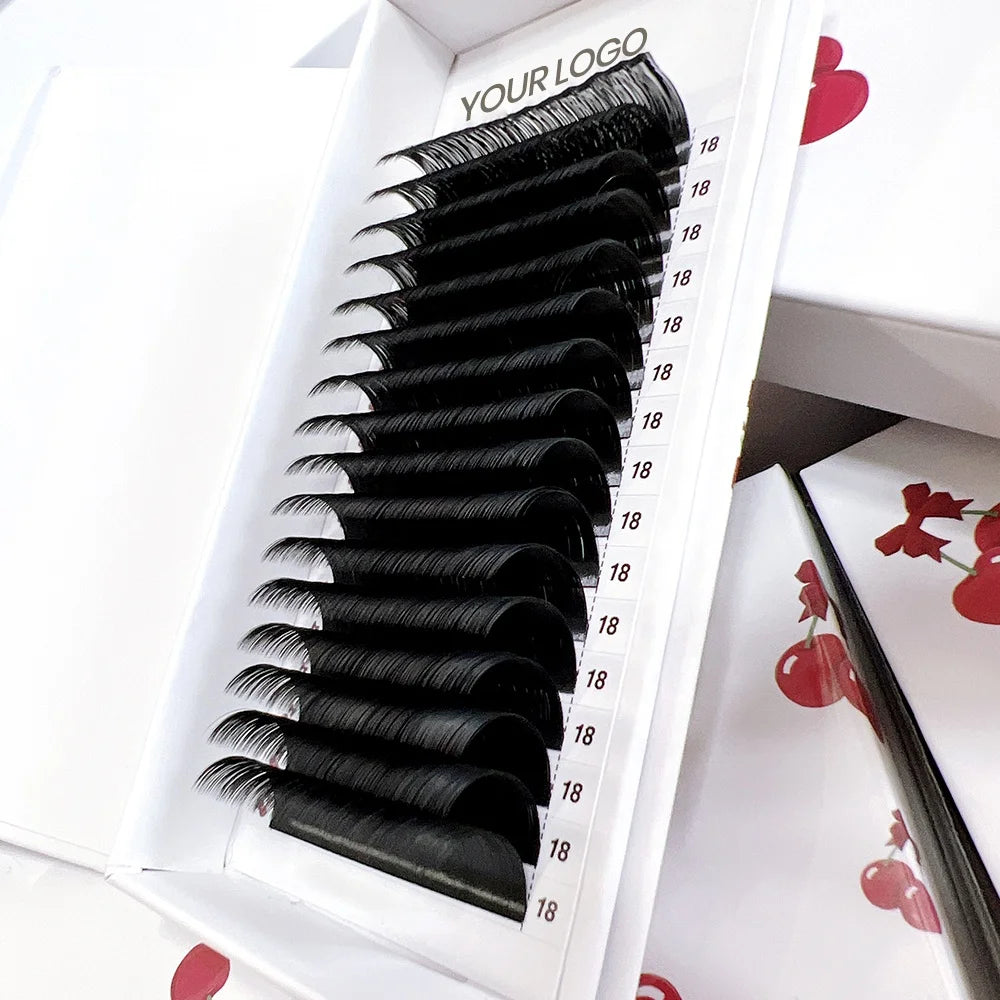 Eyelash Extensions Supplies Wholesale Private Label Easy Fan Custom Dark Matte Black Velvet Cashmere Mink Lash Extensions Trays