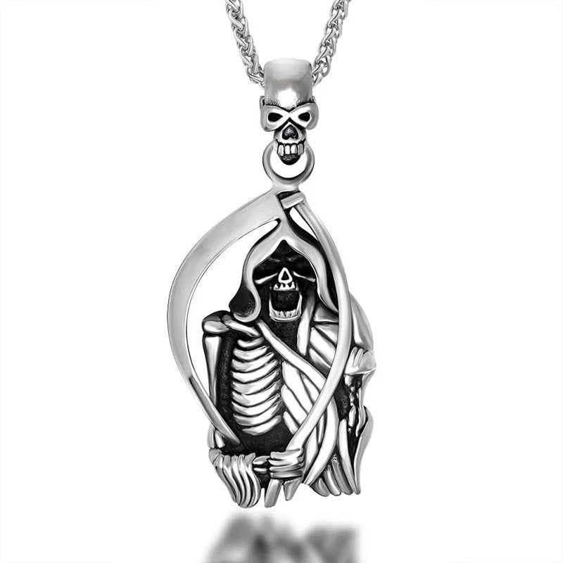 Stainless Steel Skull Sickle LOL Men Necklace Wholesale Game Skeleton Jewelry for Boyfriend Birthday Gift