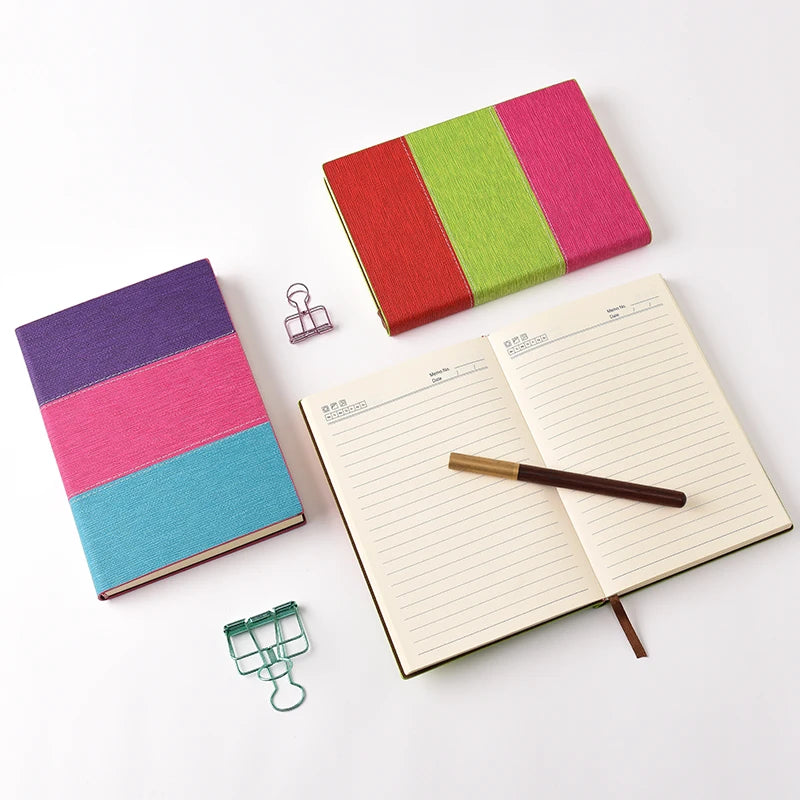 160 GSM Dot Grid Journal Cloth Cover Hardcover Executive Guided Motivational Happiness Fabric Journal Notebook