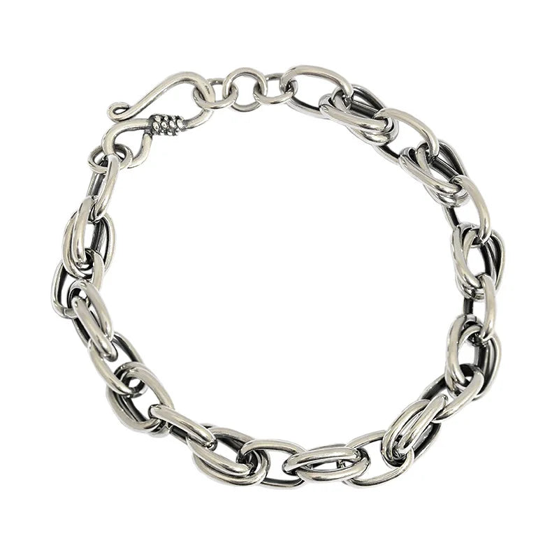 YHT029 Thick Silver Bracelet for Women Sterling Silver 925 Woman's Rope Chain Bracelet with S Clasp Link Bracelets MegaBDM