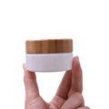 Luxury Custom Eco-Friendly 1oz 30g Opal White Glass Cream Jar with Bamboo Lid Luxury Custom Cosmetic Package